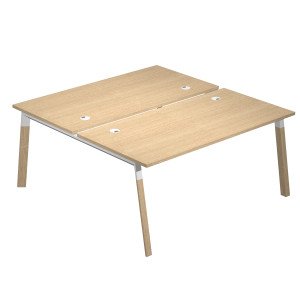 Scrivania doppia bench con gambe in legno massello e metallo cm. 120/140/160/180x165,2x72,5h