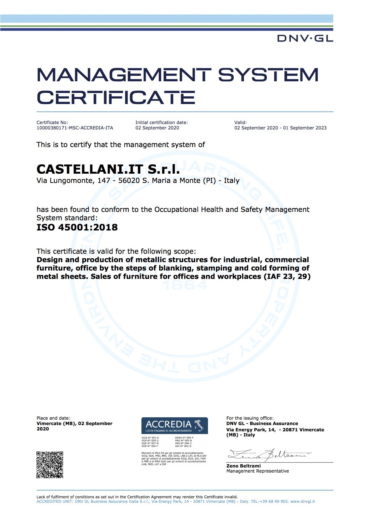 Certificazioni Aziendali Castellani Shop